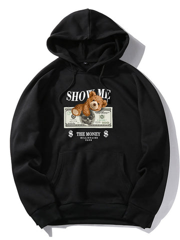 Money Bear Print Hoodie