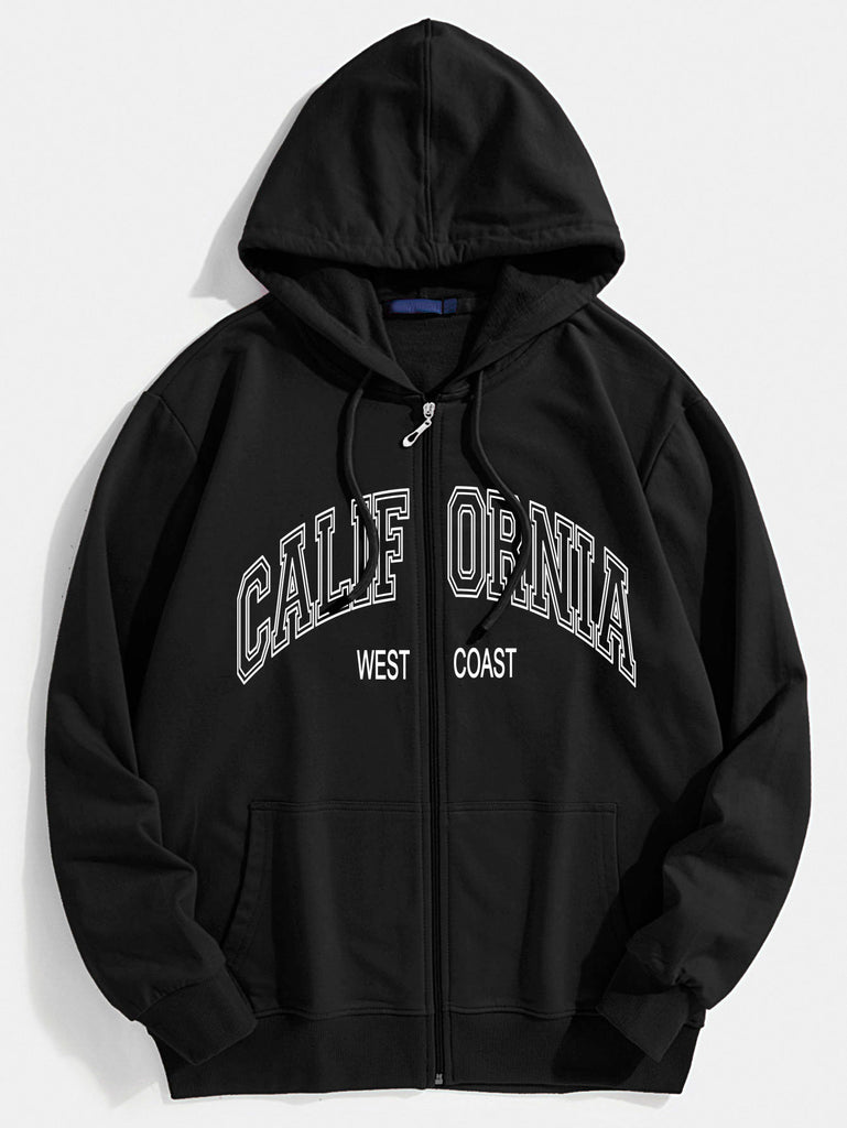 California Print Zip Through Hoodie