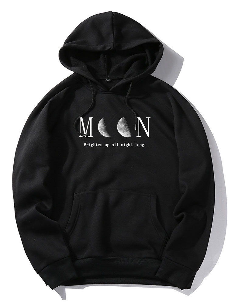 Moon Letter Print Hoodies